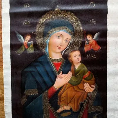 Gaálos Signed Our Lady of Perpetual Help Religious Canvas Print Art