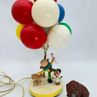 Circus Clown and Puppy Table Lamp with Figurine
