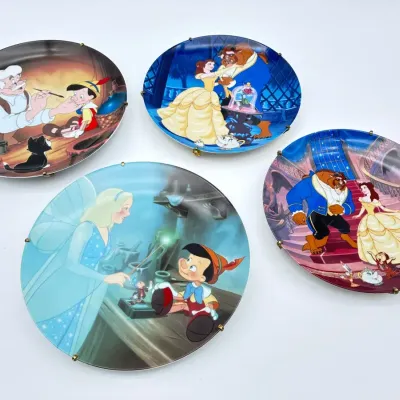 Edwin M. Knowles Disney Pinocchio & Beauty And The Beast Fine Porcelain Collector Plates