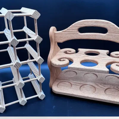 Portable Wine Caddy Carrier & Modular Expandable Wooden Lattice Bottle Rack