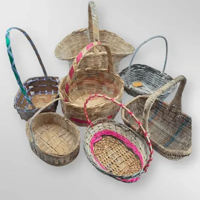 Assorted Wicker and Bamboo Basket  with Handles