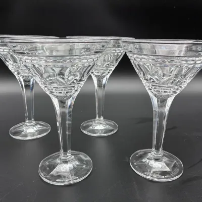 Cut Crystal Martini Coupe Barware Cocktail Glasses Set of 4