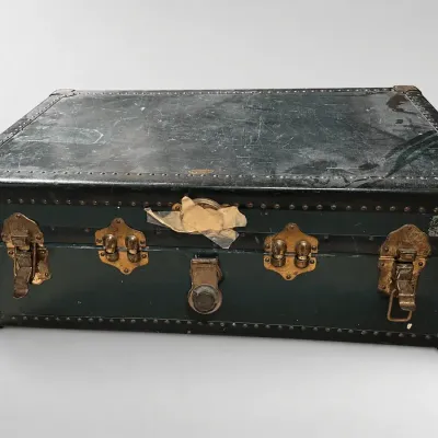 Vintage Hard Vulcanized Fibre Travel Trunk