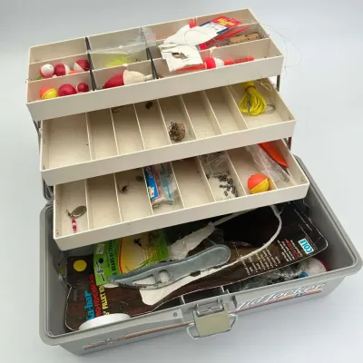 Plano Lid Locker IV, Plastic Cantilever Tackle Box with Assorted Lures and Fishing Gear