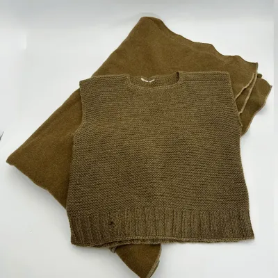 Vintage Wool Military Vest and Olive Drab Blanket
