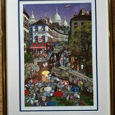 Framed Limited Edition Paris Street Scene Print Numbered 667/695