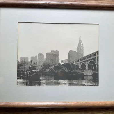 Pointillism Cityscape and Riverboat Art Print