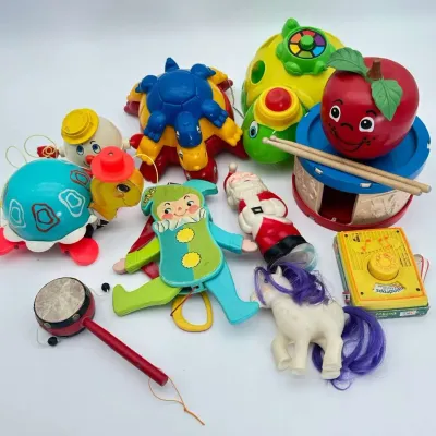Fisher-Price and Retro Toy with Pull Toys, Disney Santa, and My Little Pony
