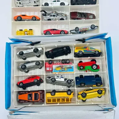 1975 Hot Wheels 24-Car Collector's Case with Assorted Redline and Blackwall Diecast Cars
