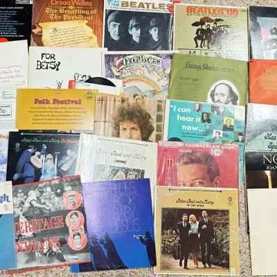 Vintage Vinyl Records Collection Lot Featuring The Beatles, Bob Dylan, Peter Paul and Mary