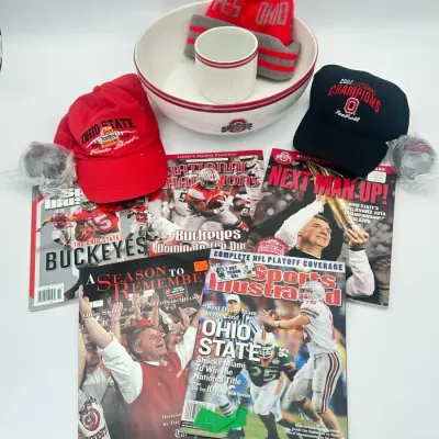 Ohio State Buckeyes NCAA Fan Memorabilia with Sports Illustrated Magazines, Ceramic Serving Bowl