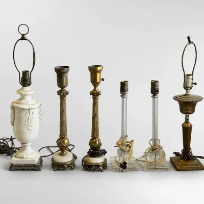 Vintage Lamps: Porcelain Urn Cast Brass Marble Lucite Classical Revival Hollywood Regency⁠