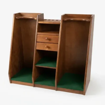 Vintage Wooden Golf Bag Storage Rack Stand Cabinet Drawers Golf Club Organizer