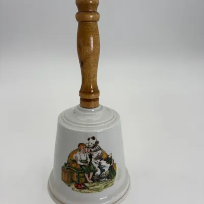 Gorham Norman Rockwell "The Runaway" Clown Porcelain Hand Bell, Limited Edition