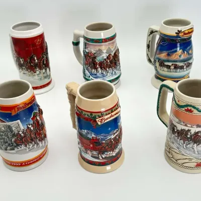 Budweiser Clydesdales Vintage Ceramic Holiday Stein Collection,Ceramarte Brazil