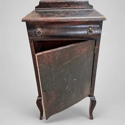 Vintage Dark Wood Cabinet with Single Drawer, Lower Cabinet Storage