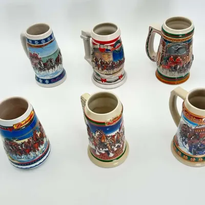 Ceramarte Anheuser-Busch Budweiser Vintage Holiday Beer Steins