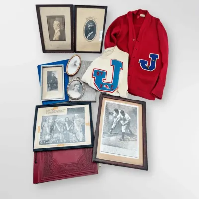 Burean Holloway & Dehen Vintage Varsity Letterman Sweaters with Antique Portrait Ephemera