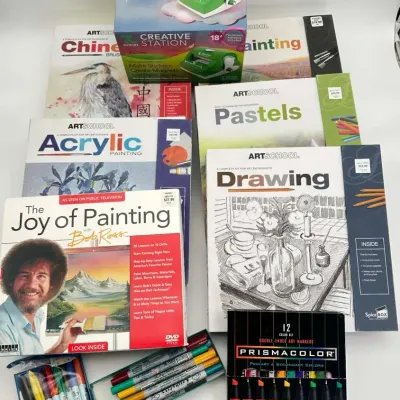 Xyron Creative Station, Bob Ross The Joy of Painting DVD Set, and ArtSchool Art Kit