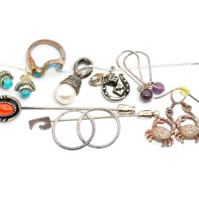 Sterling Silver Native American Ring, Earrings, Stick Pin, & More Sterling Jewelry (29g Total)