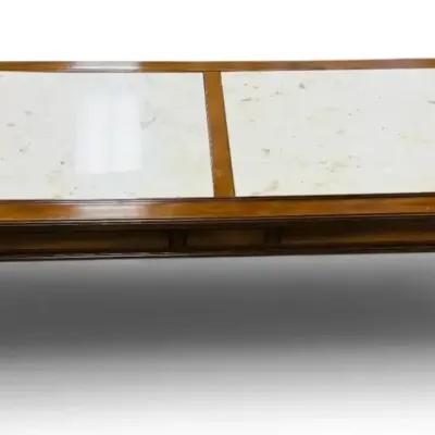 Travertine & Wood Coffee Table