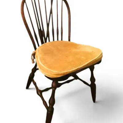 Antique Bow Back Side Chair w/ Woven Seat