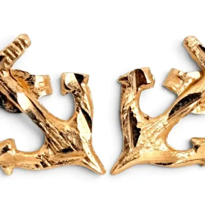 14k Gold Anchor Earrings (1g)
