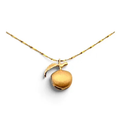 14k Gold Apple Pendant on Dainty 15” Chain (1.72g)