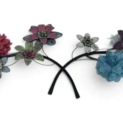 Rustic Floral Metal & Fabric Wall Art