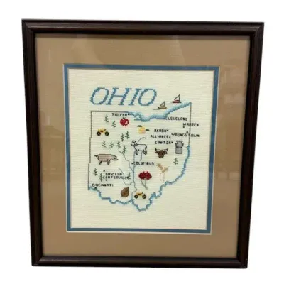 Ohio Needlepoint Art w/ Frame