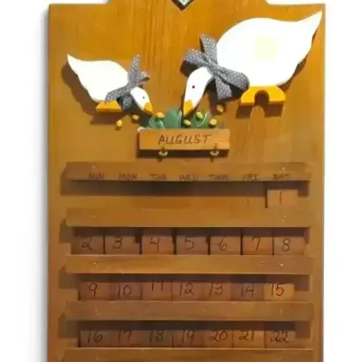 Vintage Wooden Country Geese Perpetual Wall Calendar