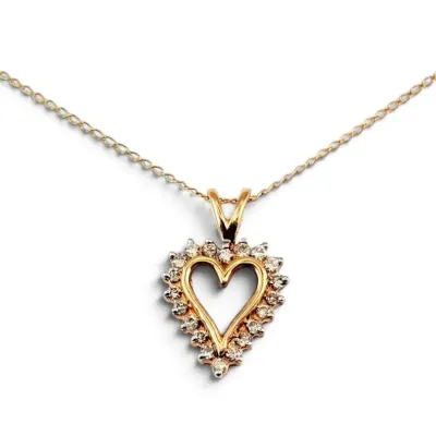 10k Gold Diamond Heart Necklace (1.89g)