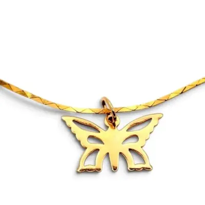 14k Gold Butterfly Necklace (2.12g)
