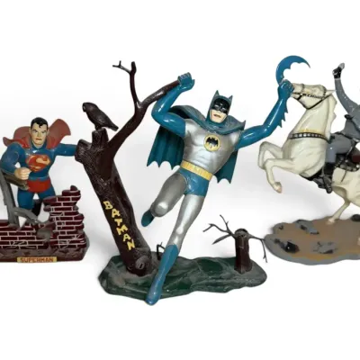 Vintage Batman, Superman, & Lone Ranger Plastic Statues 