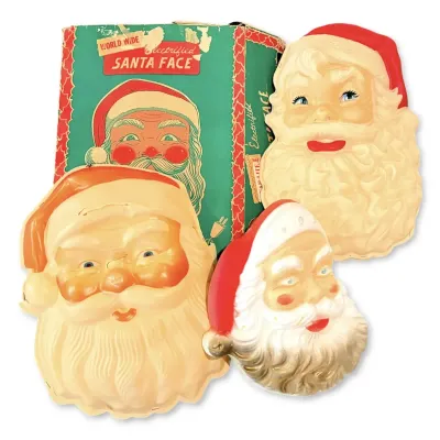 Vintage MCM Lighted Santa Face 