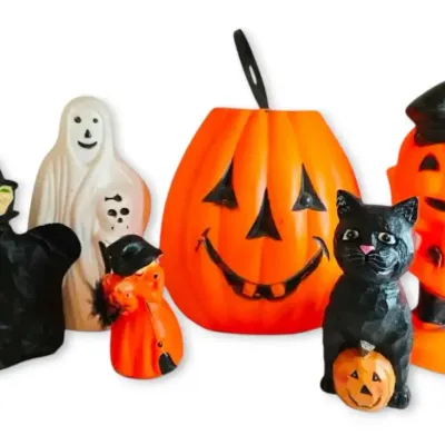 Vintage Empire Halloween Blow Molds, Candy Bucket, & More