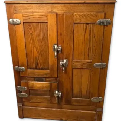Vintage Oak Green Mountain Ice Box Cabinet 