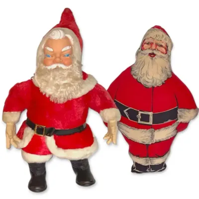 Rare 1950s Rushton Santa Claus Doll & Vintage Santa Pillow