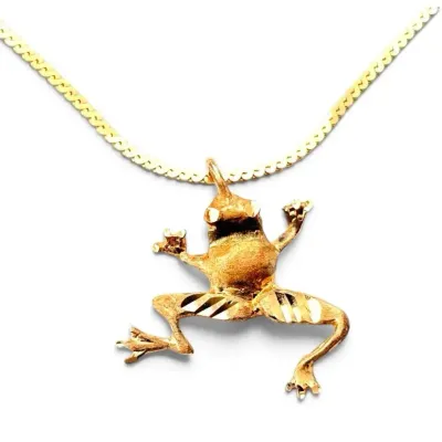 14k Gold Frog Pendant with Bracelet (3g Total)