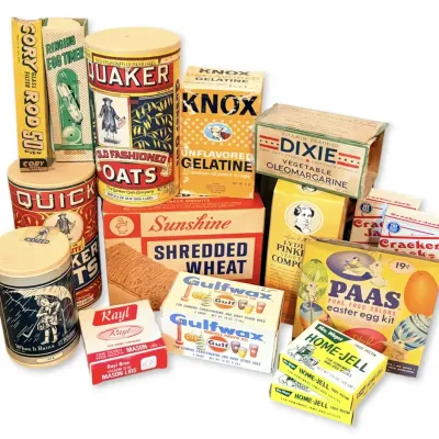 Vintage Paper Food Boxes - Shredded Wheat, Cracker Jack & More