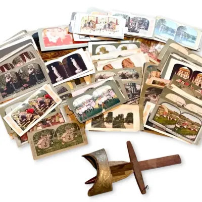 Antique Sun Sculpture Stereoscope Viewer w/ Photo Cards - Underwood & Underwood