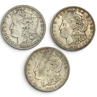 Three S Morgan Silver Dollars