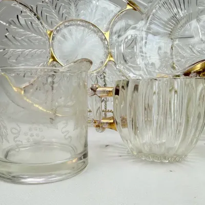 Vintage Clear Pressed Glass Serving Collection 
