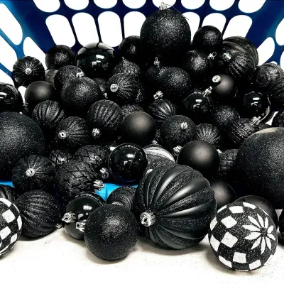 Black and White Christmas Tree Bauble Ornaments 