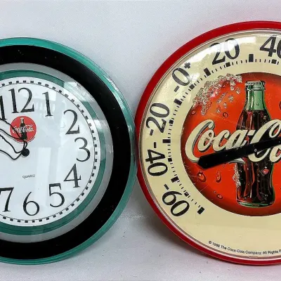 “Coca-Cola” Wall Clock and Thermometer Set