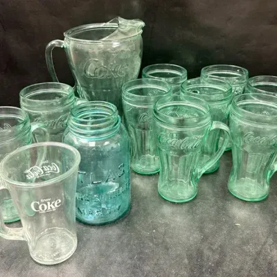 Vintage “Cocoa-Cola” Glassware & “ATLAS” Jar
