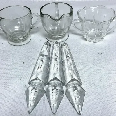 Sugar Bowl Set and Chandelier Crystal Prisms 
