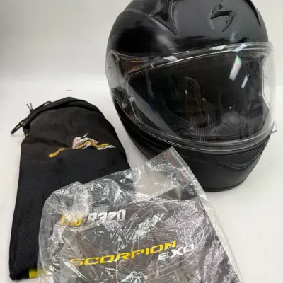 Scorpion EXO-R320 Matte Black Full Face Motorcycle Helmet w/ Bag & Manual