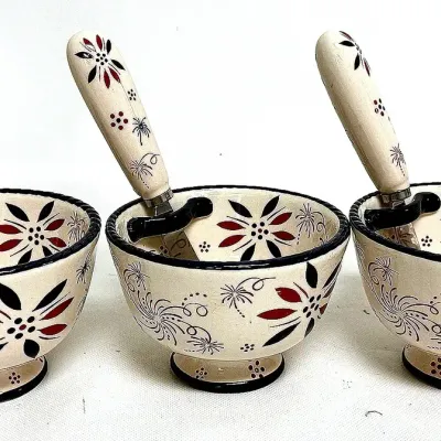 Floral Condiment Bowl Set and Matching Spreaders 