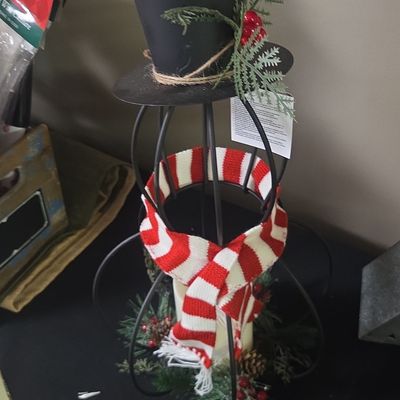 Wire Frame Snowman with Top Hat and Scarf Holiday Decoration